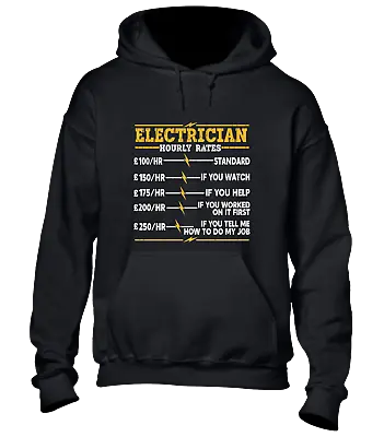 Buy Hourly Rates Electrician Hoody Hoodie Funny Gift Idea Present Top New • 16.99£