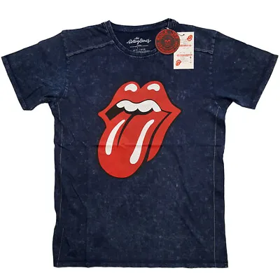 Buy The Rolling Stones Classic Tongue Blue Snow Wash T-Shirt OFFICIAL • 16.59£