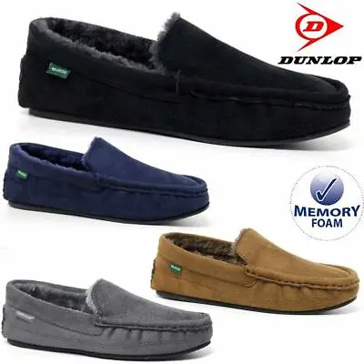 Buy Mens Moccasins Slippers Loafers Faux Suede Sheepskin Fur Lined Winter Shoes Size • 13.95£