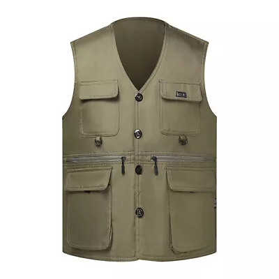 Buy Mens Zipper Vest Body Warmer Multi Pocket Jacket Hiking Hunting Fishing Gilet • 10.05£
