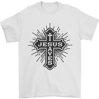 Buy Jesus Saves Cross Christian Christianity Mens T-Shirt 100% Cotton • 7.49£