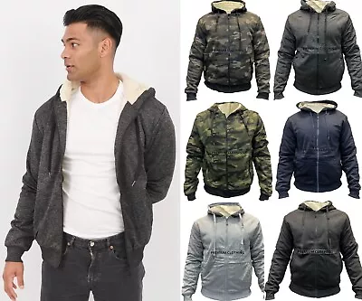 Buy Mens Sherpa LINED Fleece Thermal Hooded Fur Jackets Thick EXTRA Warm Coat • 14.99£