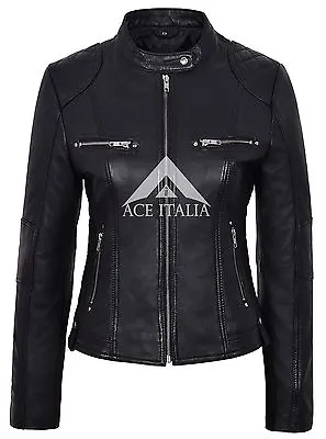 Buy  Ladies Leather Jacket Black Fashion Cool Retro Biker Style NAPA JACKET 8322 • 95.79£