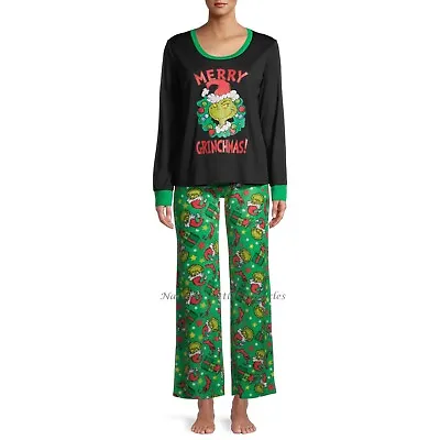 Buy The Grinch Pajamas Set Womens Size S-3XL Plus Shirt Fleece Pants Dr Seuss FAMILY • 31.21£