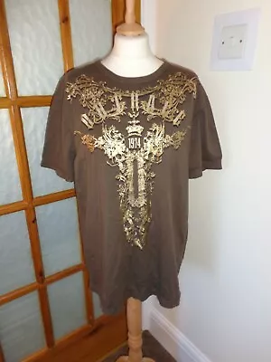 Buy Outrage Outlaws 1974 Brown Short Sleeve Beaded T-shirt Size 5 • 4.99£