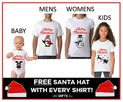 Buy Personalised Christmas Xmas T-Shirt FREE HAT Family Set Kids Mens Women Children • 7.95£