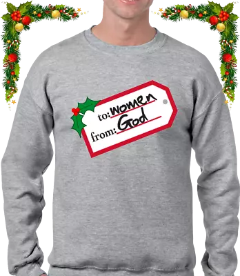 Buy To Women From God Christmas Jumper Funny Festive Xmas Sweater  Joke Design Fun • 13.99£