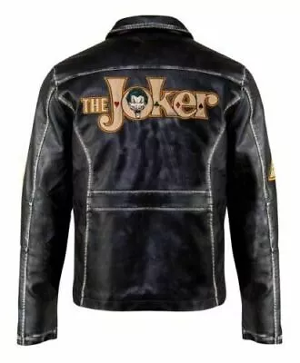 Buy New Suicide Squad Joker Motorcycle Genuine Leather Black Distress Biker Jacket • 119.99£