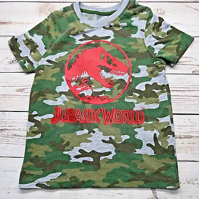 Buy Jurassic World T-shirt Tee Top Boys Girls Age 5-6 Short Sleeve Camo Green Dinosa • 5.49£