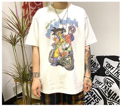 Buy Mens Vintage Anime DBZ Son Goku Bulma Printing Loose T-Shirts America Size • 17.99£