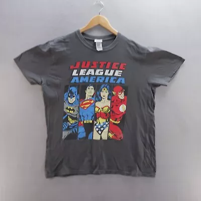 Buy JUSTICE LEAGUE T Shirt Large Grey Graphic Print DC Comics Short Sleeve Mens • 8.99£