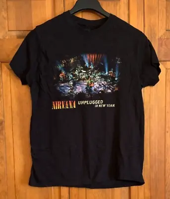 Buy NIRVANA Unplugged In New York Black Cotton T-Shirt Adult Tag Size L • 6.61£