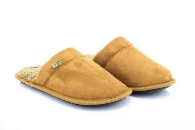 Buy Mens Cool Warm Indoor Microsoft Slippers Slip On Furlined Mules Tan • 7.99£