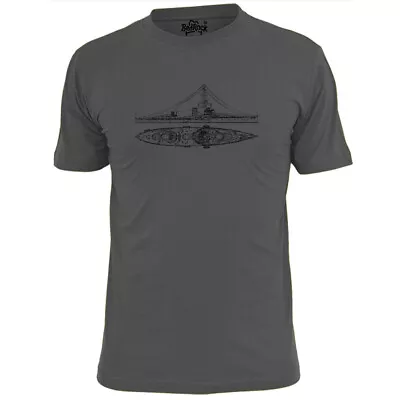 Buy Mens HMS Conqueror Battleship Blueprint T Shirt • 9.99£