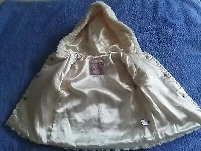 Buy Soft Fluffy Girls Hooded Jacket Coat Cream 12-18 Months • 3£