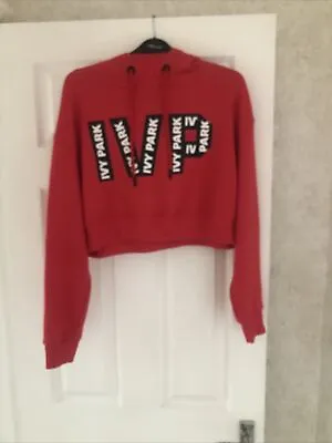 Buy Addias New Ivy Park Red Oversized Crop Logo Sweatshirt Hoodie Uk Size S • 10.99£