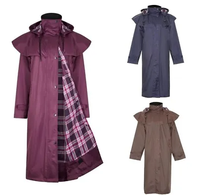 Buy Ladies Long Full Length Waterproof Riding Rain Jacket Country Coat With Cape • 39.95£