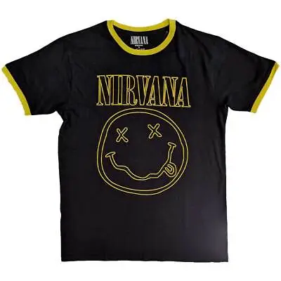 Buy Nirvana Outline Grunge Face Ringer T Shirt • 17.95£