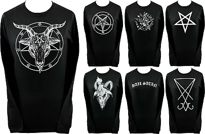 Buy Womens Baphomet Long Sleeve Top Pentagram Lucifer Satanic Church Of Satan Goth • 16.50£
