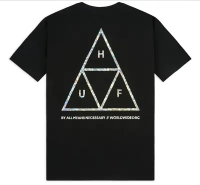Buy Huf Hologram Triple Triangle Logo Tee Shirt Black • 34.95£