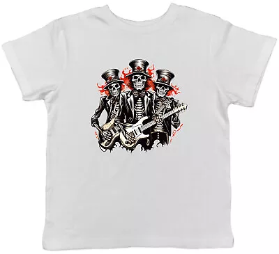 Buy Skeleton Music Band Kids T-Shirt Rock N Roll Electric Guitar Childrens Boys Girl • 5.99£