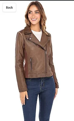 Buy Sebby Collection Women's Jackets Faux Leather Moto Biker  Jacket - Small • 15.99£