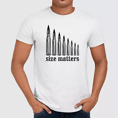 Buy Size Matters Bullets Funny Gun Rights Hunting Father Gift Tee Shirt Humorous Tee • 10.99£
