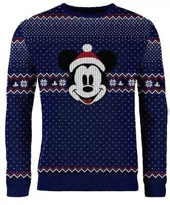 Buy Disney Mickey Mouse Blue Knitted Christmas Jumper • 29.99£