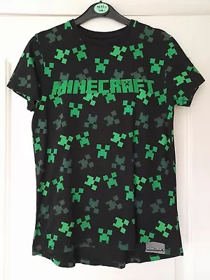 Buy MINECRAFT Creeper T-shirt  Black & Green Age 10-11 • 1.50£