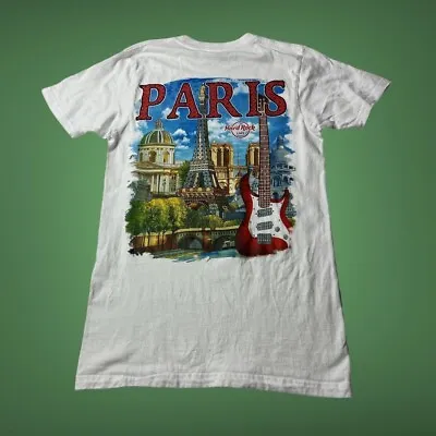Buy White Hard Rock Cafe T-Shirt Graphic Tee Music Travel Size Small Paris France • 12.95£