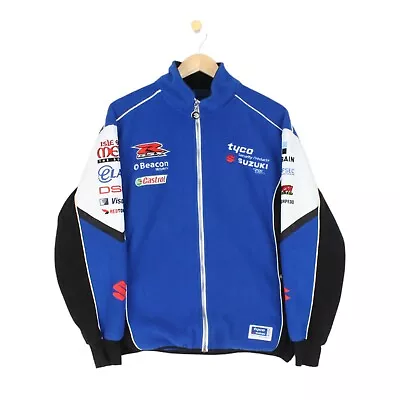 Buy Vintage Suzuki Fleece Jacket Blue Full Zip Embroidered Moto Racing Mens Size M • 39.99£