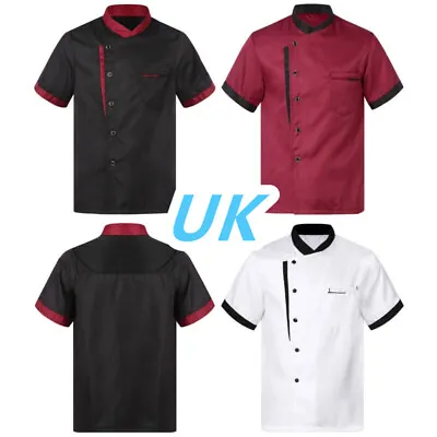 Buy UK Adult Unisex Short Sleeve Chef Coat Restaurant Kitchen Cooking Uniform Jacket • 20.59£