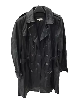Buy Ladies John Rocha Soft Black Leather Designer Coat Jacket Size 16 • 39.99£