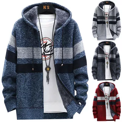 Buy Mens Thick Warm Fleece Lined Zip Up Hoodie Winter Coat Jacket Sweatshirt Tops UK • 21.95£