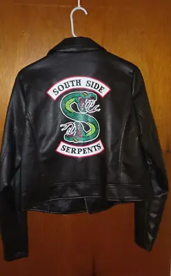 Buy Riverdale Southside Serpents Black Faux Leather Moto Biker Jacket Size L/XL • 24.12£
