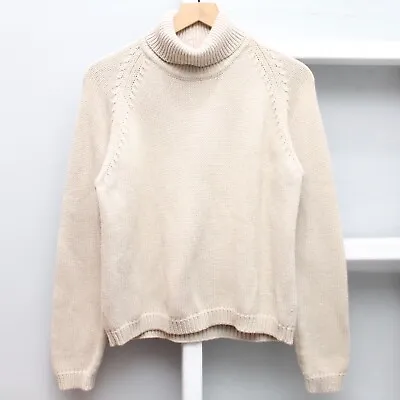 Buy Lord & Taylor Ivory Cream Cotton Knit Turtleneck Pullover Sweater Size Medium • 24.02£