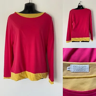 Buy Toast Cerise & Yellow Double Layer Cotton T-shirt Top Size 12 New • 29.99£