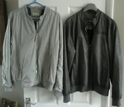 Buy X2 Men's Jackets. One Grey Faux Leather/ One Stone Bomber Jacket. Lge. Vgc • 12£