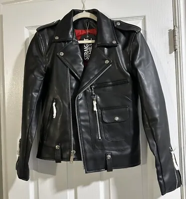Buy Straight To Hell Vegan Leather Jacket Logan, Size 34, Worn Once, Red Liner. • 250.07£