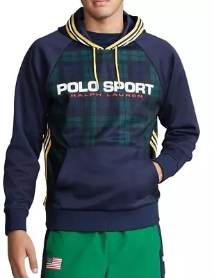 Buy Polo Sport Ralph Lauren Black Watch Blue/Green Tartan Plaid Hoodie/Sweater M-L 8 • 44.99£