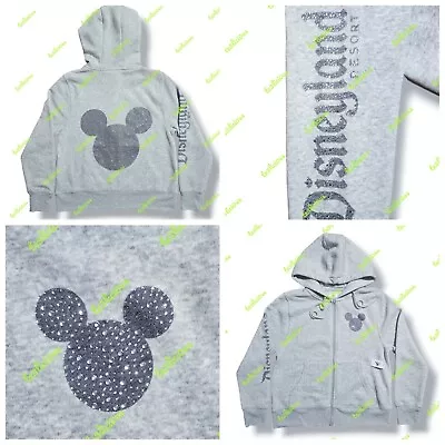 Buy 2024 Disneyland Mickey Crystals Zipped Gray  Hoodie *sizes Available* • 100.93£