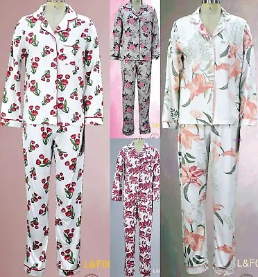 Buy COTTON Ladies Womens Pyjamas Pj Set Nightwear Lounge Wear Pyjama Top Trousers 24 • 15.99£