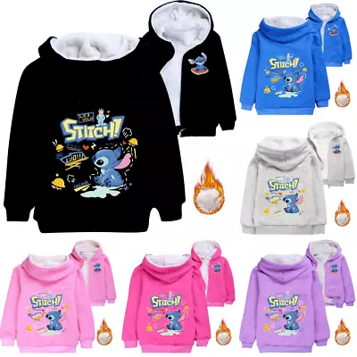Buy Boys Girls Stitch Hoodies Fleece Lined Winter Zip Up Thick Thermal Jumper Tops • 20.99£