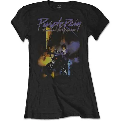 Buy Official Prince Purple Rain Ladies Black T Shirt Prince Ladies Classic Tee • 14.95£