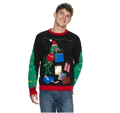 Buy Men's Christmas Raptor Got A Present Ugly Christmas Sweater, Size: L   () • 33.07£