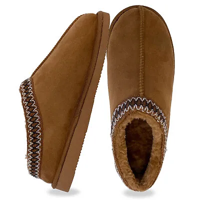 Buy Ladies Slippers Boots Slip On Warm Plush Cosy Fleece Lined Tan Indoor Outdoor  • 15.99£