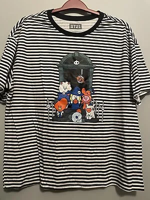 Buy BT21 Hot Topic Halloween Oversized Ringer T-shirt Striped Adult Size XL • 18.99£