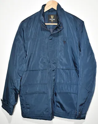 Buy Mens Guinness Navy Full Zip Bomber Jacket Pockets Logo Size Medium Pit 22.5  VGC • 17.99£