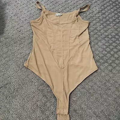 Buy Intimately Free People That Girl Bodysuit Womens Small Tan Ribbed Snap • 14.17£