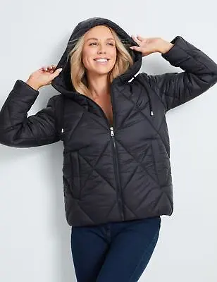 Buy RIVERS - Womens Regular Jacket - Black Winter Coat - Puffer - Large Diamond • 20.18£